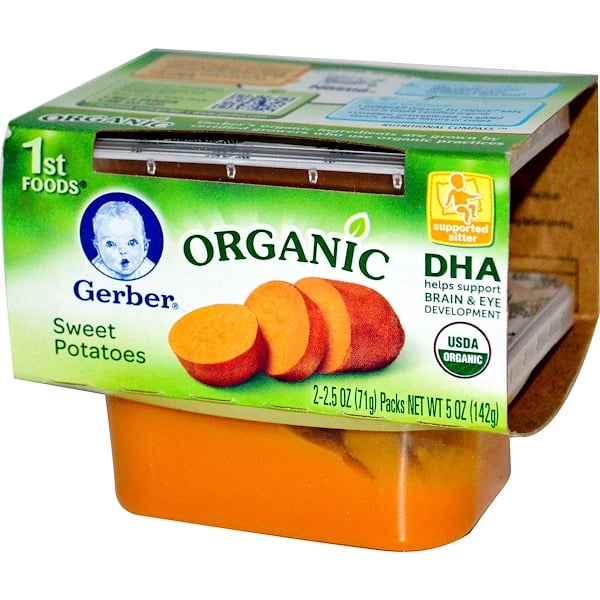 Gerber, 1st Foods, SmartNourish, Органический сладкий картофель, 2 упаковки, 2.5 унции (71 г) каждая (Discontinued Item) 