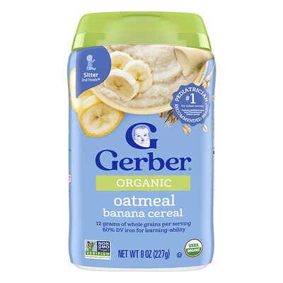 Product Image for Gerber, Organic for Baby, Grain & Grow , 2nd Foods , Oatmeal Banana Cereal, 8 oz (227 g)