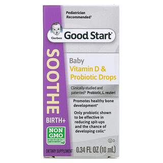 Gerber, قطرات ملطفة من البروبيوتيك وفيتامين د، للأطفال حديثي الولادة فأكبر، 0.34 أونصة سائلة (10 مل)