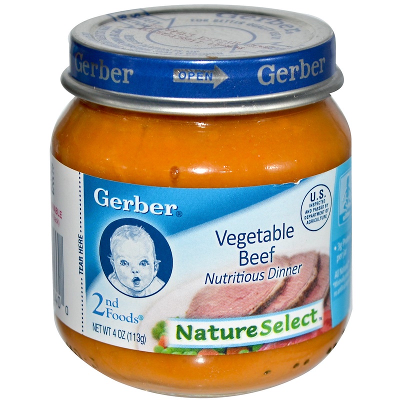 Gerber, 2nd Foods, NatureSelect, Vegetable Beef, Unsalted & Unsweetened