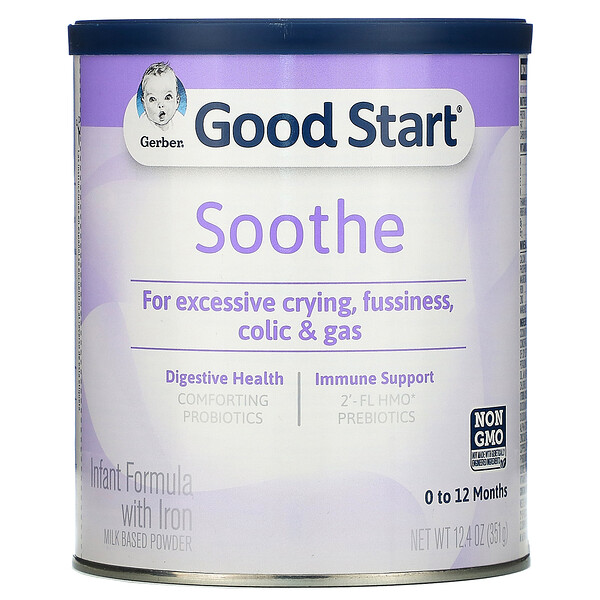 Gerber, Good Start，Soothe，含鐵嬰兒配方奶粉，0 至 12 月齡，12.4 盎司（351 克）