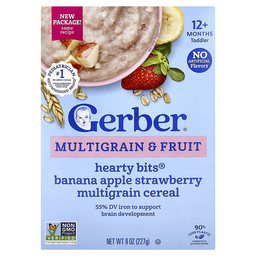 Gerber, Hearty Bits®, Multikorn- Cereal mit Frucht, über 12 Monate, Banane, Apfel, Erdbeere, 227 g