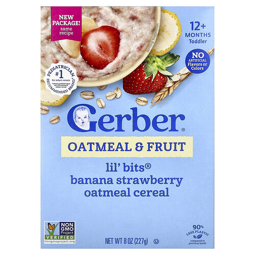 Gerber, Lil' Bits®, Haferflocken & Fruchtcereal, über 12 Monate, Banane-Erdbeer, 227 g