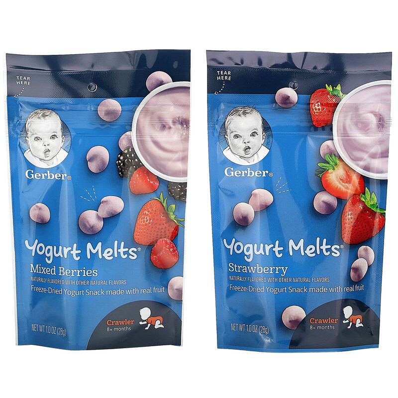Gerber, Yogurt Melts, 8+ Months, Strawberry & Mixed Berries, 4 Packs, 1