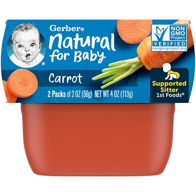 

Gerber Natural for Baby Carrot 1st Foods 8-2 Packs 2 oz (56 g) Each