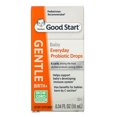 Gerber Good Start, Gentle, детские ежедневные пробиотические капли, для младенцев с рождения, 10 мл (0,34 жидк. унции)