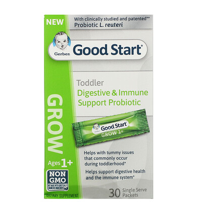 Gerber Good Start, Grow, пробиотики для поддержки иммунной системы и пищеварения для детей старше 1 года, 30 порционных пакетиков