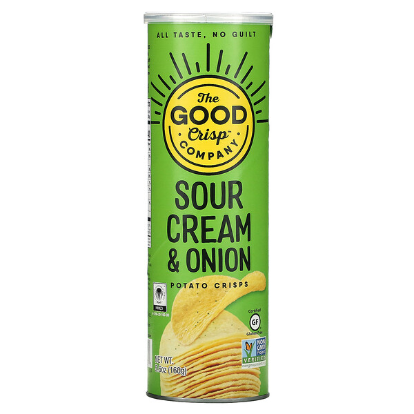 The Good Crisp Company, ポテトチップス、サワークリーム＆オニオン、160g（5.6オンス）