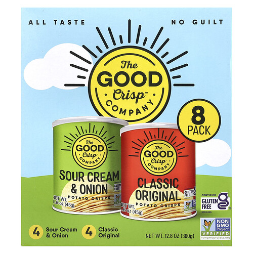 The Good Crisp Company Potato Crisps, Variety Pack, 8 Count, 1.6 oz (45 g) Each