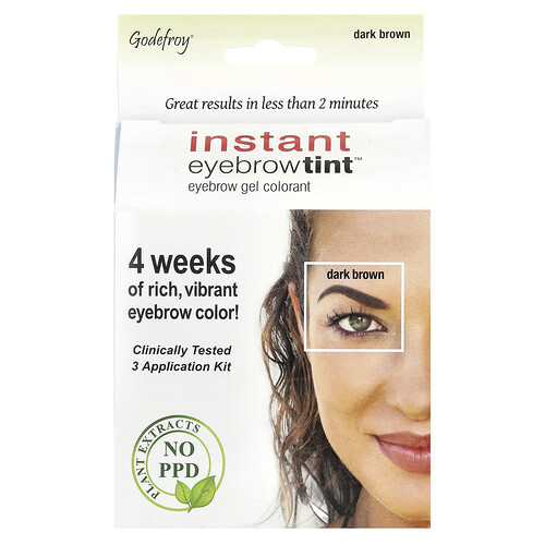 Godefroy, Instant Eyebrow Tint, Augenbrauen färben, dunkelbraun, 3er-Set