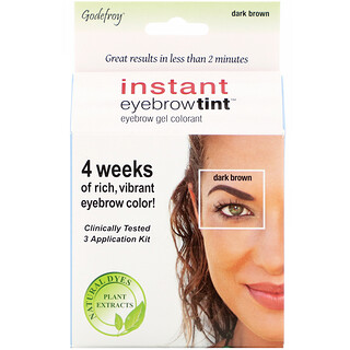 Godefroy, Instant Eyebrow Tint（インスタントアイブロウティント）、ダークブラウン、使用キット3回分