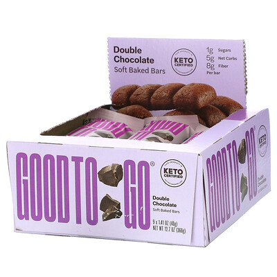Good To Go Soft Baked Bars, Двойной шоколад, 9 плиток по 1,41 унции (40 г) каждый