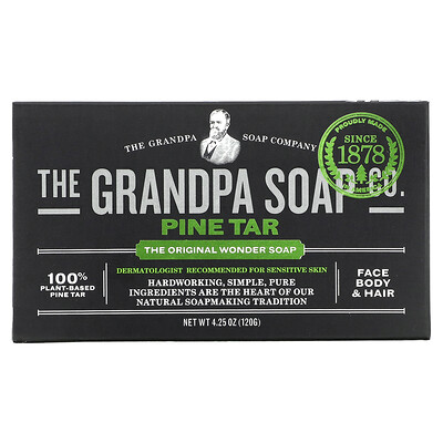 

The Grandpa Soap Co., Face Body & Hair Bar Soap, Pine Tar, 4.25 oz (120 g)