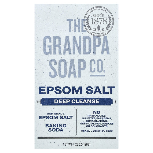 The Grandpa Soap Co., Bar Soap, Face & Body, Epsom Salt, 4.25 oz (120 g)