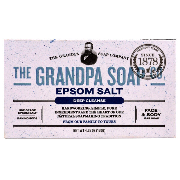 Grandpa's‏, Face & Body Bar Soap, Deep Cleanse, Epsom Salt, 4.25 oz (120 g)