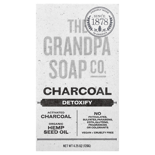 The Grandpa Soap Co. Bar Soap, Charcoal, 4.25 oz (120 g)