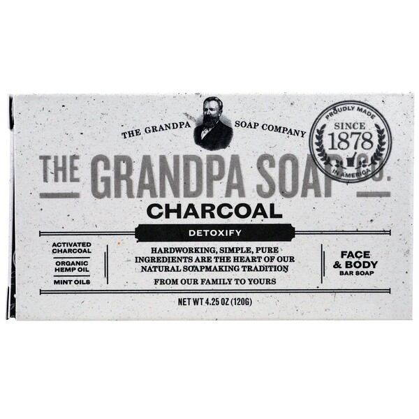 Grandpa's‏, Face & Body Bar Soap, Detoxify, Charcoal, 4.25 oz (120 g)