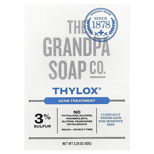 The Grandpa Soap Co., Face & Body Bar Soap, Seifenstück für Gesicht und Körper, Thylox® Akne-Behandlung, 92 g (3,25 oz.)
