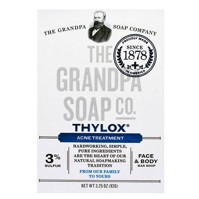 Grandpa's Брусковое мыло для лица и тела, Thylox, борьба с акне, 92 г