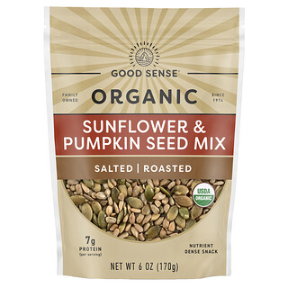 Good Sense, Mezcla de semillas de girasol y calabaza orgánicas, Saladas, Tostadas, 170 g (6 oz)