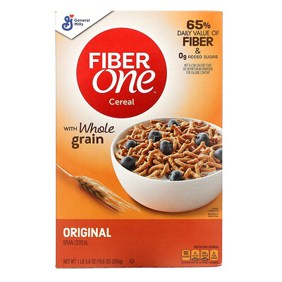 General Mills Fiber One Cereal, цельнозерновые, оригинальные отруби, 555 г (19,6 унции)