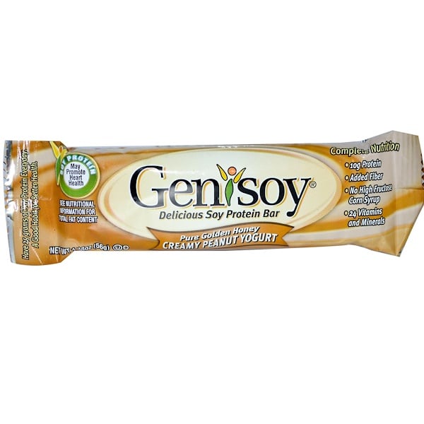 GeniSoy Products, Delicious Soy Protein Bar, Pure Golden Honey Creamy Peanut Yogurt, 1.98 oz (56 g) (Discontinued Item) 