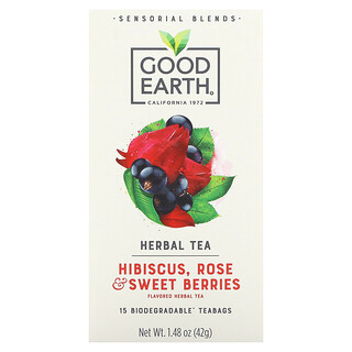 Good Earth Teas, Sensorial Blends, Herbal Tea, Kräutertee, Hibiskus, Rose und süße Beeren, 15 biologisch abbaubare Teebeutel, 42 g (1,48 oz.)