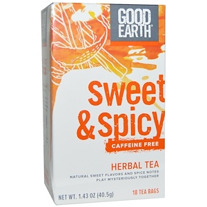 Good Earth Teas, Сладкий и пряный травяной чай, без кофеина, 18 чайных пакетиков, 1,43 унции (40,5 g)