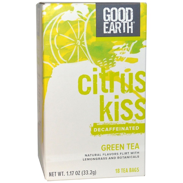 Good Earth Teas, سيتراس كيس، شاي أخضر منزوع الكافيين، حشيشة الليمون، 18 كيس شاي، 1.17 اوقية (33.2 جم)