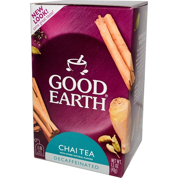 Good Earth Teas, Chai Tea, Decaffeinated, 18 Tea Bags, 1.5 oz (43 g) (Discontinued Item) 