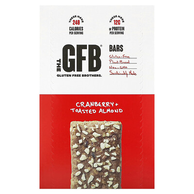 The GFB, Gluten Free Bars, Cranberry + Toasted Almond, 12 Bars, 2.05 oz (58 g) Each