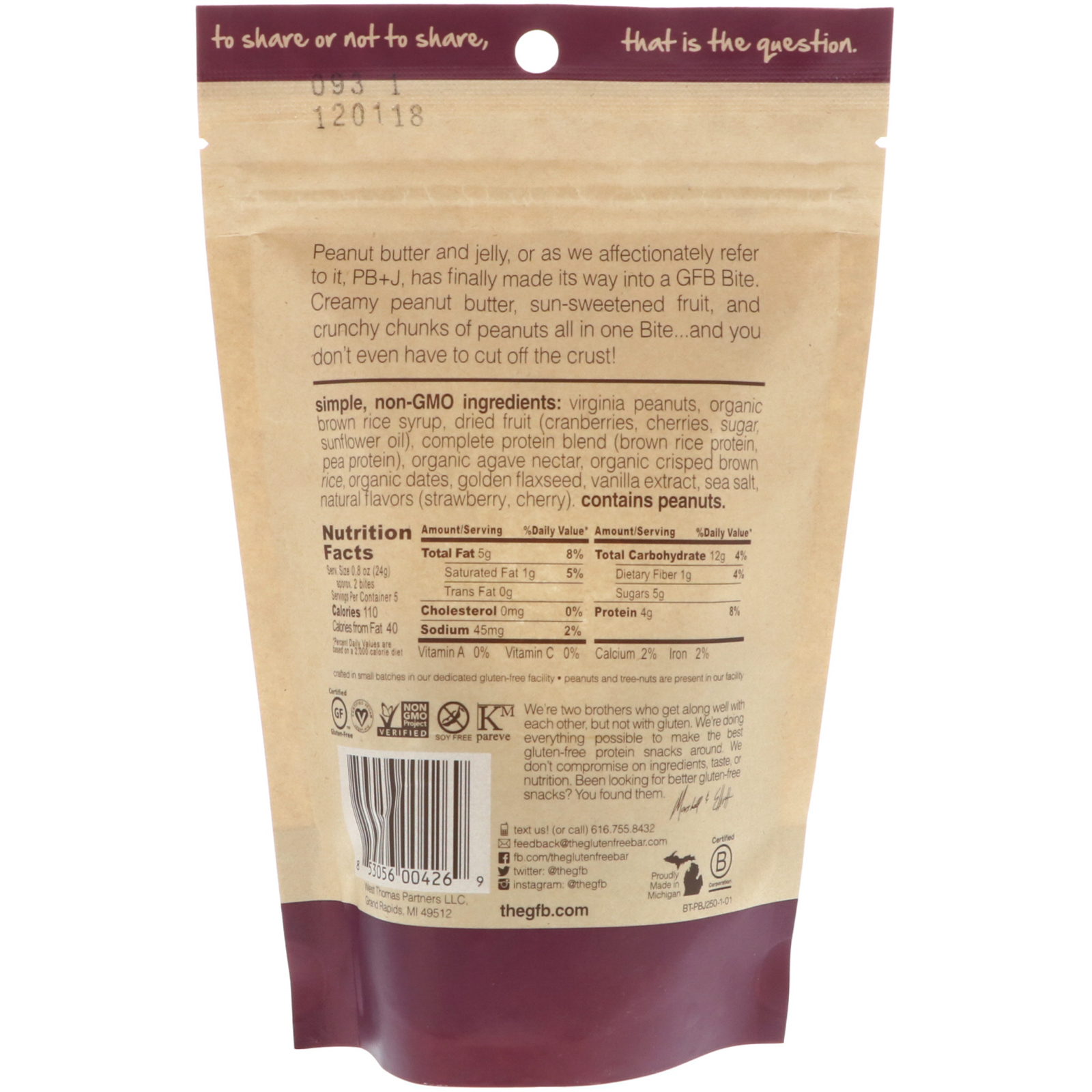 The Gfb Gluten Free Bites Pb J 4 Oz 113 G Iherb