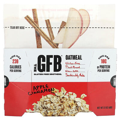 The GFB, Gluten Free Oatmeal, Apple Cinnamon, 2.1 oz (60 g)