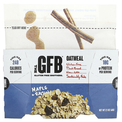 The GFB, Gluten Free Oatmeal, Maple + Raisin, 2.1 oz (60 g)