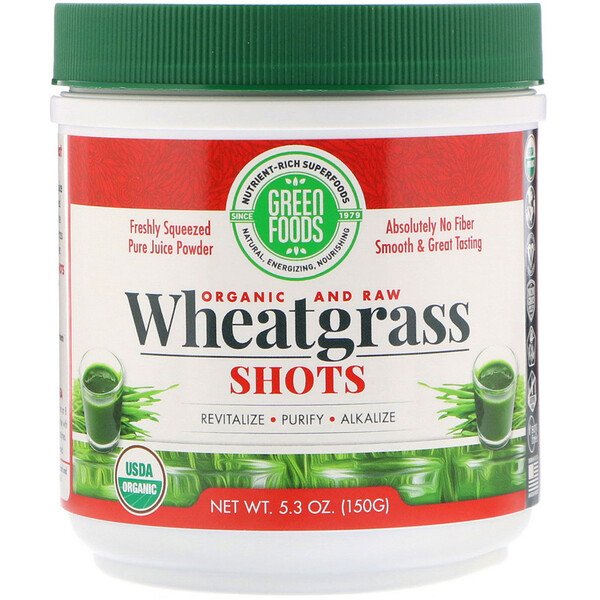 Green Foods‏, Organic & Raw Wheat Grass Shots, 5.3 oz (150 g)