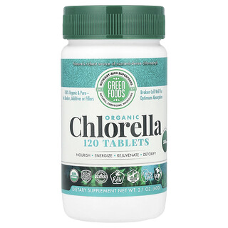 Green Foods, Chlorelle biologique, 500 mg, 120 comprimés