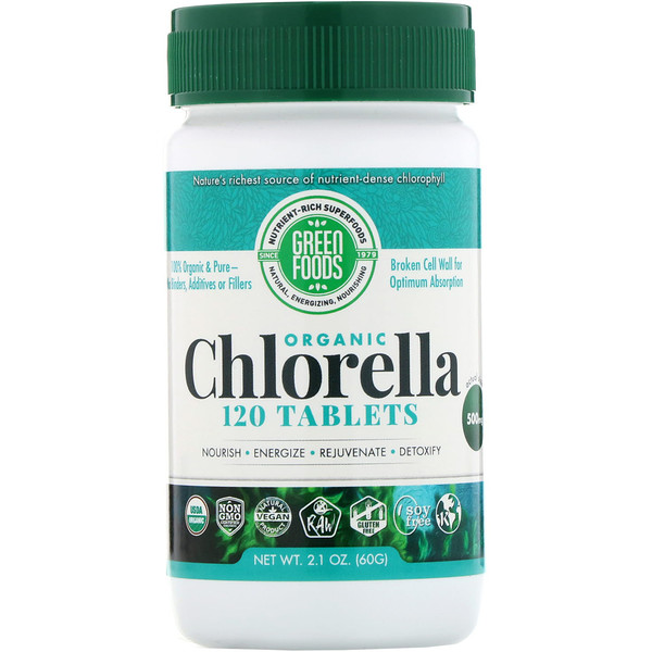 Green Foods‏, Organic Chlorella, 500 mg, 120 Tablets