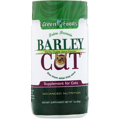Green Foods Порошок из зеленых побегов ячменя для кошек Barley Cat, 3 унции (85 г)