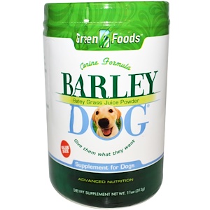 Купить Green Foods Corporation, Порошок из зеленых побегов ячменя для собак Barley Dog, 11 унций (312 г)  на IHerb