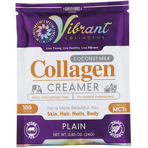 Отзывы о Грин Фудс Корпорэйшн, Vibrant Collagens, Coconut Milk Collagen Creamer, Plain, 0.85 oz (24 g)