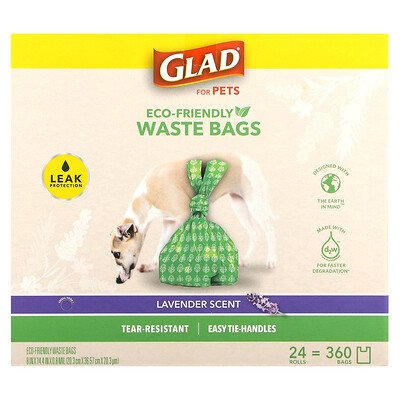 

Glad for Pets Экологичные пакеты для отходов, для домашних животных, лаванда, 360 пакетов