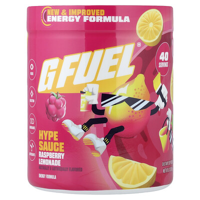 G FUEL, Energy Formula, Hype Sauce, Limonada de frambuesa, 248 g (8,7 oz)