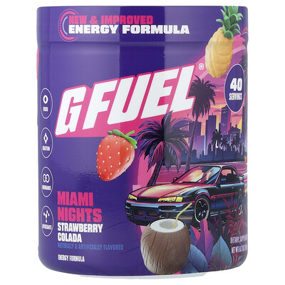 G FUEL, Energy Formula, Miami Nights, Fresa colada, 248 g (8,7 oz)