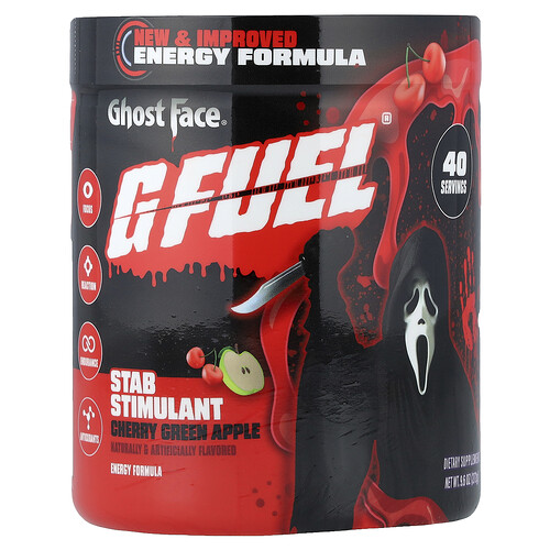 G Fuel Energy Formula, Ghost Face®, Cherry Green Apple, 9.6 oz (272 g)