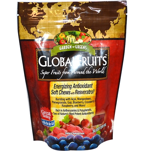 Garden Greens, GlobalFruits, Energizing Antioxidant Soft Chews with Resveratrol, 30 Soft Chews (Discontinued Item) 