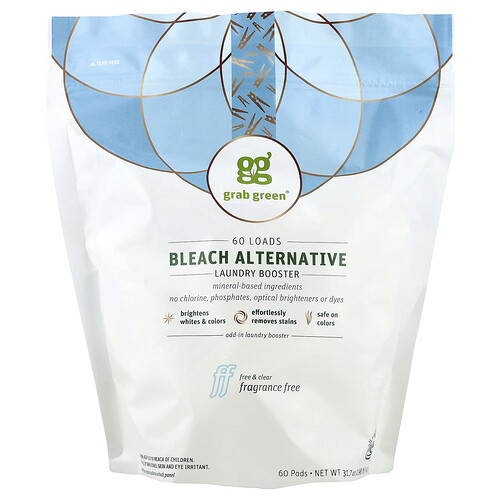 Grab Green, Bleach Alternative, Laundry Booster, parfümfrei, 60 Ladungen, 900 g