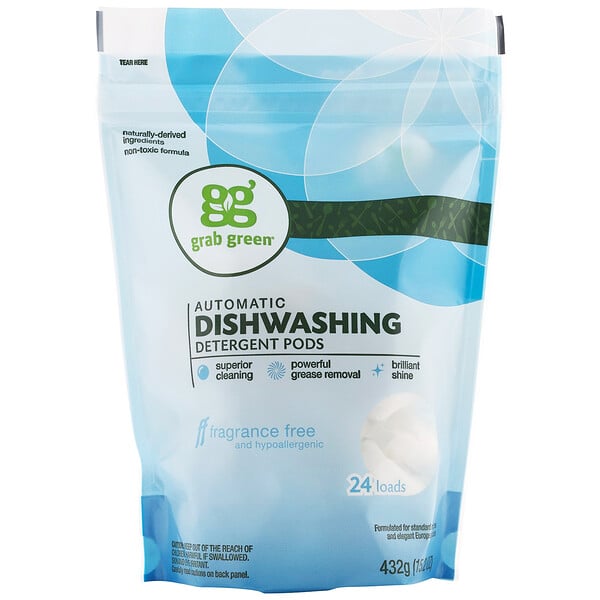 Automatic Dishwashing Detergent Pods, Fragrance Free, 24 Loads, 15.2 oz (432 g)