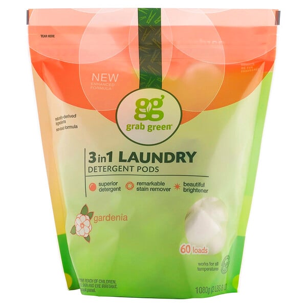 3-in-1 Laundry Detergent Pods, Gardenia, 60 Loads,2lbs, 6oz (1,080 g)