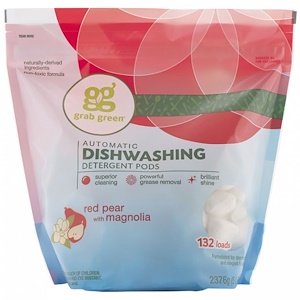 Отзывы о ГрэбГрин, Automatic Dishwashing Detergent Pods, Red Pear with Magnolia, 132 Loads, 5 lbs 40 oz (2376 g)