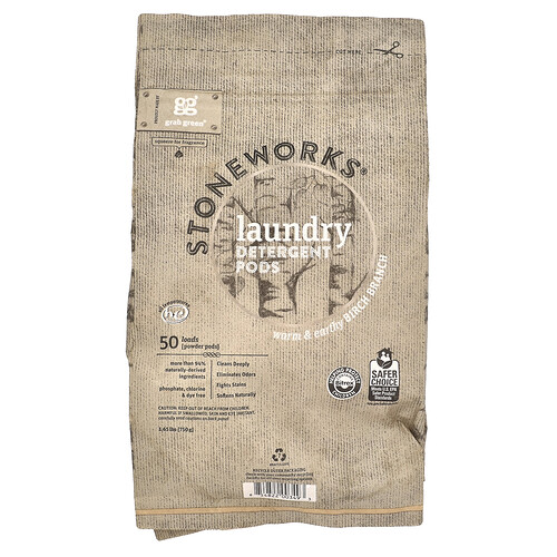 Grab Green Stoneworks®, Laundry Detergent Pods, Birch Branch, 50 Loads, 1.65 lbs (750 g)